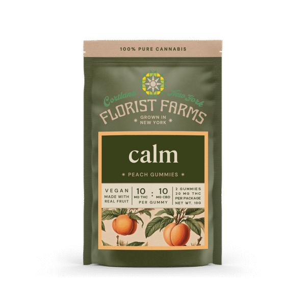 calm-peach-gummies-2pk: A clear product shot of the Calm Peach Gummies 2-pack, showing the packaging and the gummies.