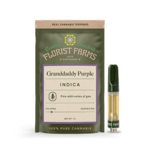 granddaddy-purple-vape-cartridge-1g: A clear product image of the Granddaddy Purple 1g vape cartridge, highlighting its design and branding.