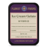 infused-live-resin-ice-cream-gelato-prerolls-5pk-tin: A clear product shot of the Florist Farms Infused Live Resin Ice Cream Gelato 5-pack tin, highlighting its sleek design and branding.