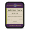 infused-live-resin-witches-brew-strain-prerolls-5pk-tin: A clear product shot of the Florist Farms Infused Live Resin Witches Brew 5-pack tin, highlighting its sleek design and branding.