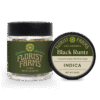 black-runtz-quarter-ounce-flower-jar: A clear product shot of the Florist Farms Black Runtz quarter ounce (7g) flower jar, showcasing the branding and product.