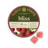 bliss-raspberry-gummies-florist-farms: A vibrant close-up of Florist Farms Raspberry Bliss Gummies in their packaging, highlighting their appealing color and texture.